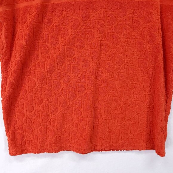 Dior Oblique Jacquard T-Shirt Womens Medium Orange Terry Crew Neck Cotton - Picture 11 of 14